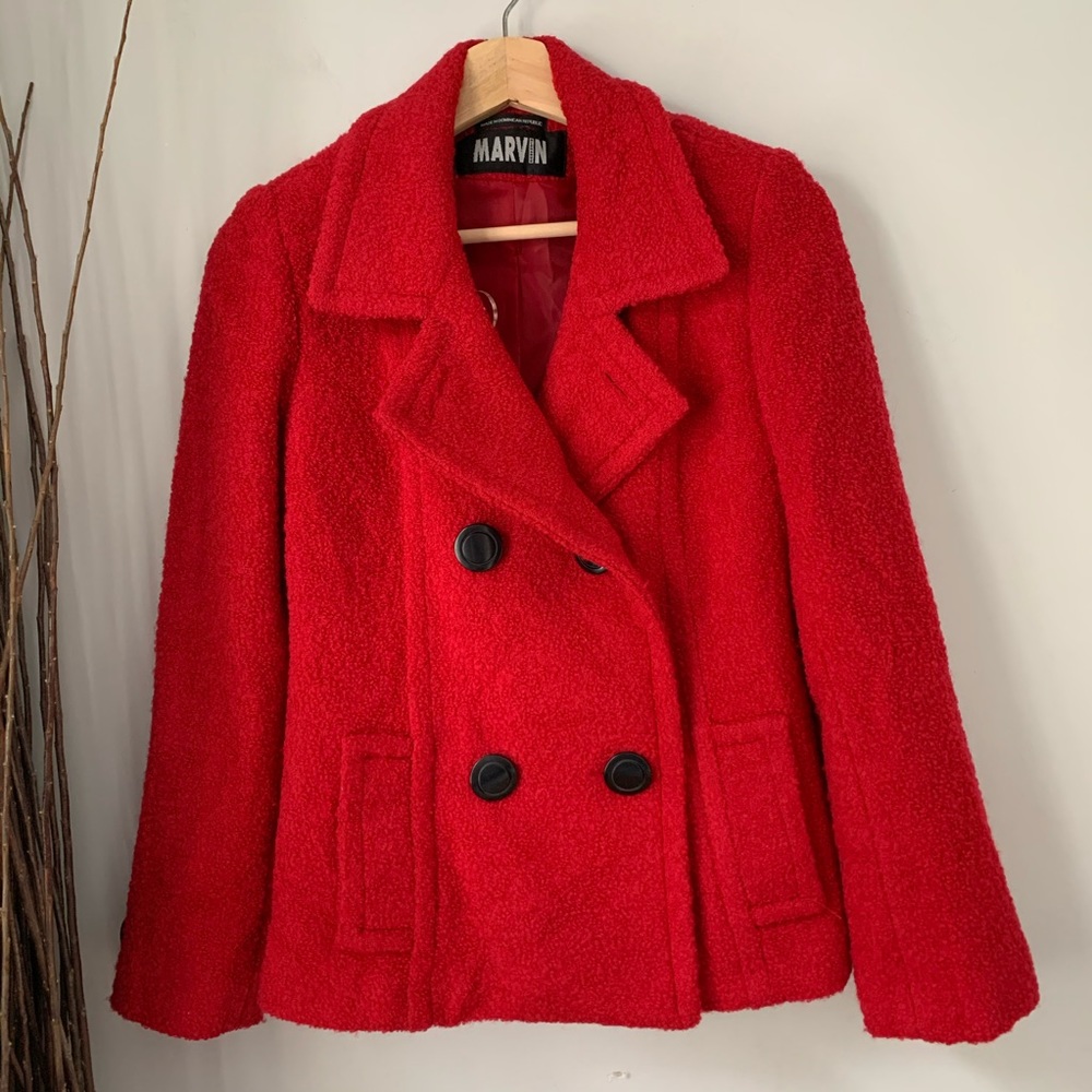 Marvin Richards Pea Coat Red Women’s Small